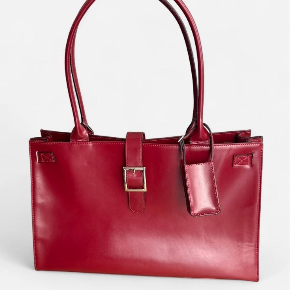 Vintage Wilson's Leather red leather structured tote bag
